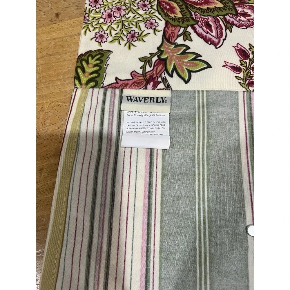 Waverly‎ Valance Peek-A-Boo Navarra Raspberry Floral Striped 3